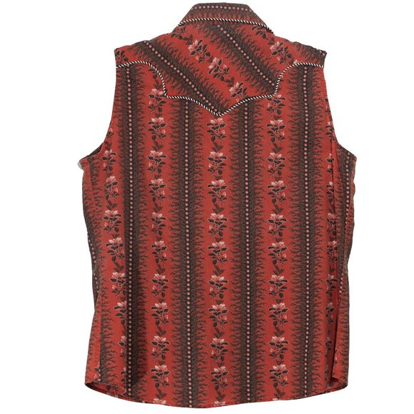 Panhandle Slim Western Shirt Cowgirl Pearl Button Red Black Goth Handkerchief - Picture 2 of 12